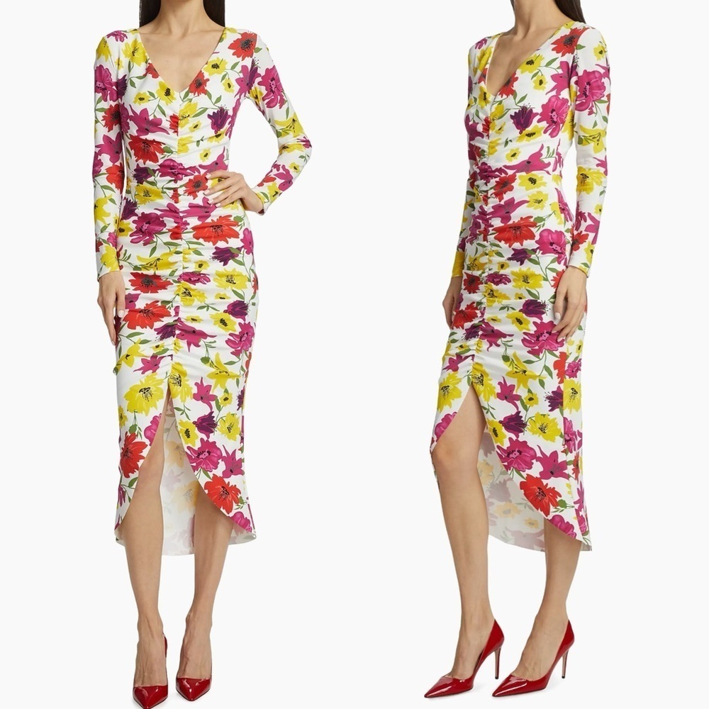 Chiara Boni La Petite Robe Tatangela Floral Ruched Midi-Dress